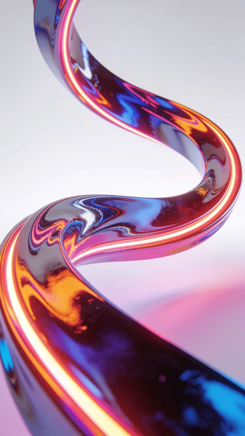 Neon, Liquid Chrome Curved Ribbon