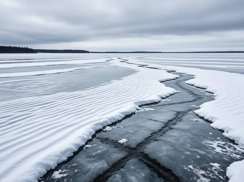 Frozen Lake with Ice Cracks