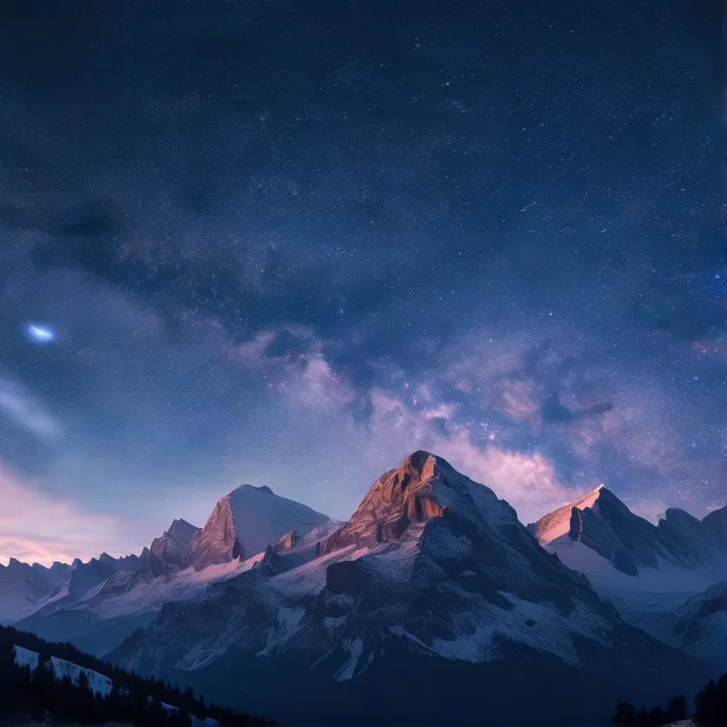 Starry Night Over Snowy Peaks