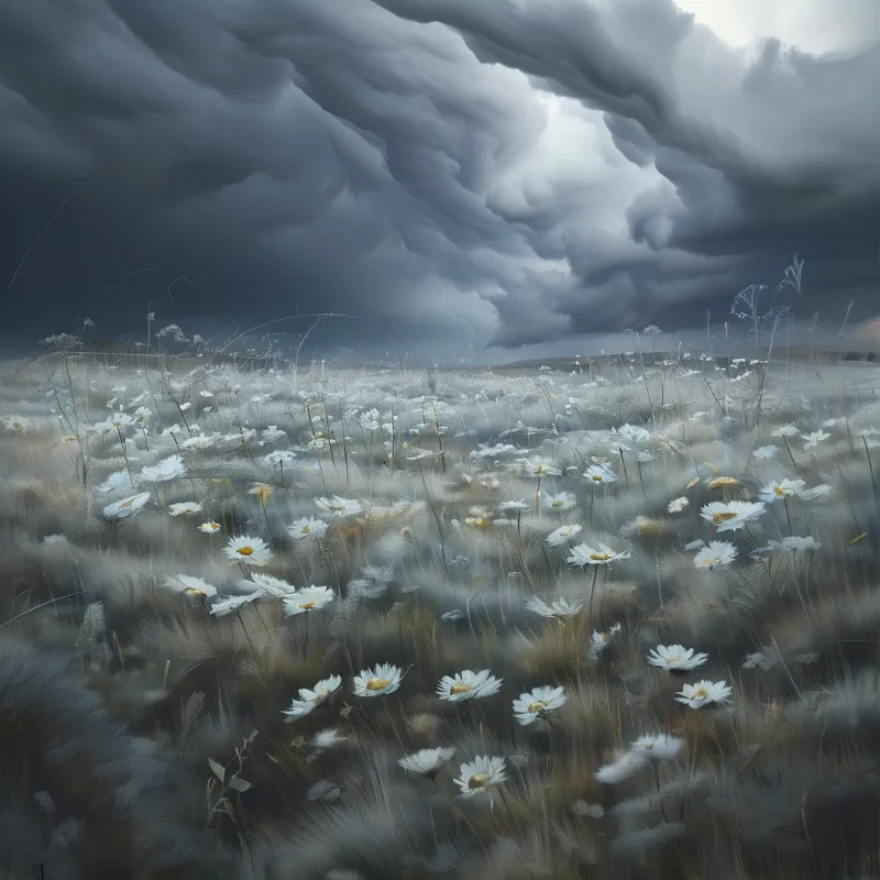 Stormy Field of Daisies
