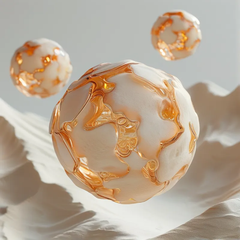 Glossy Gold and White Spheres