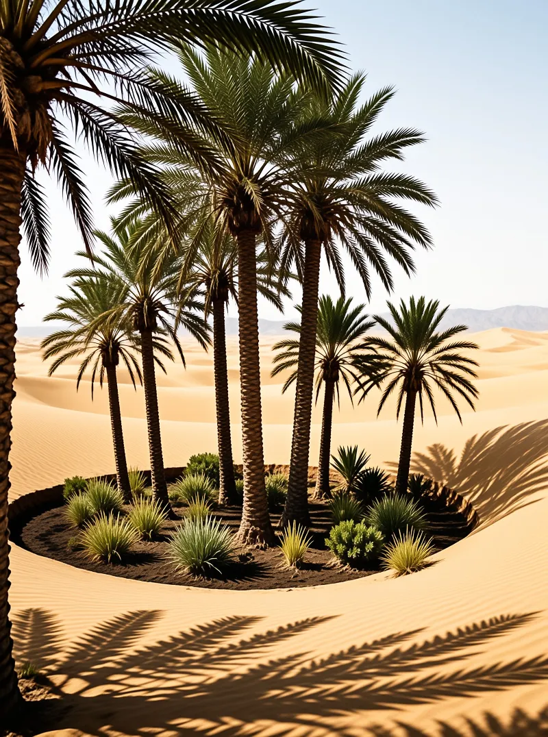 Desert Oasis with Palm Trees
