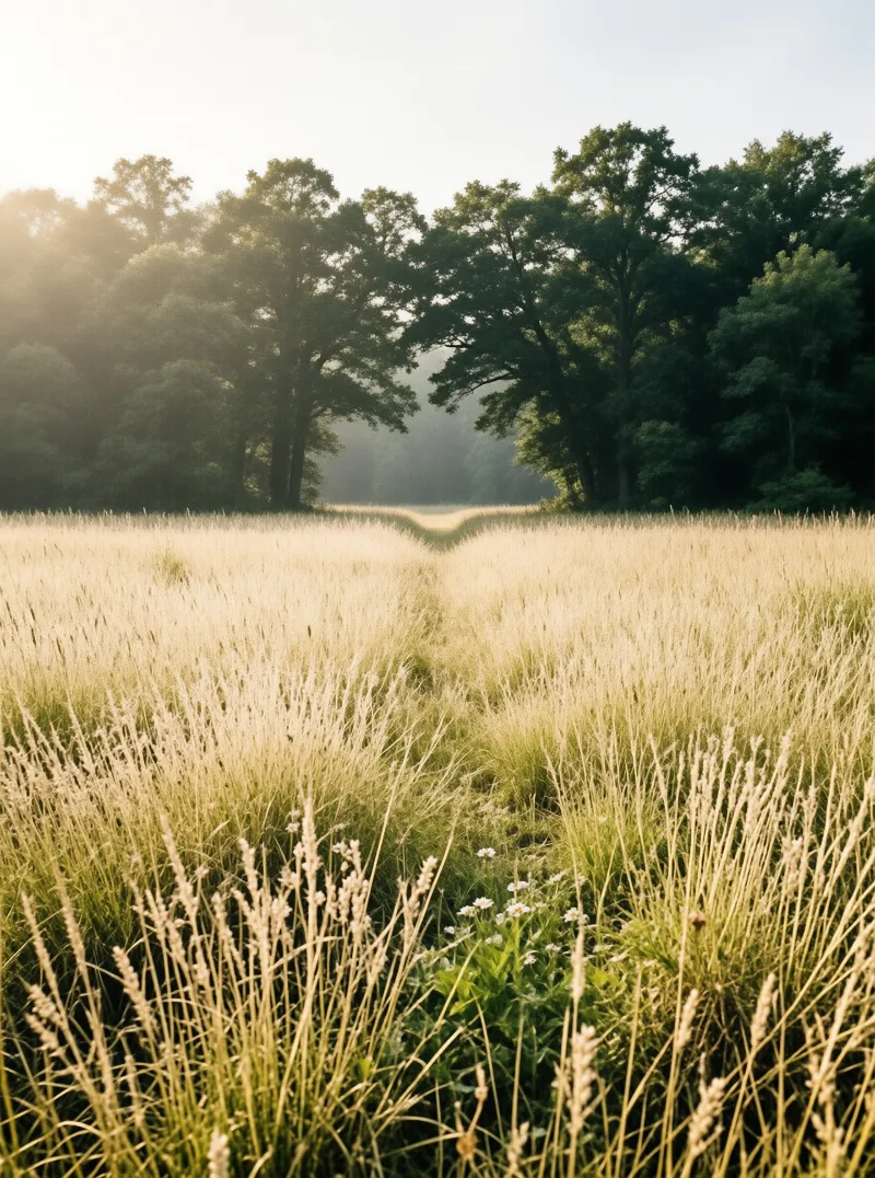 Sunlit Path to Woods