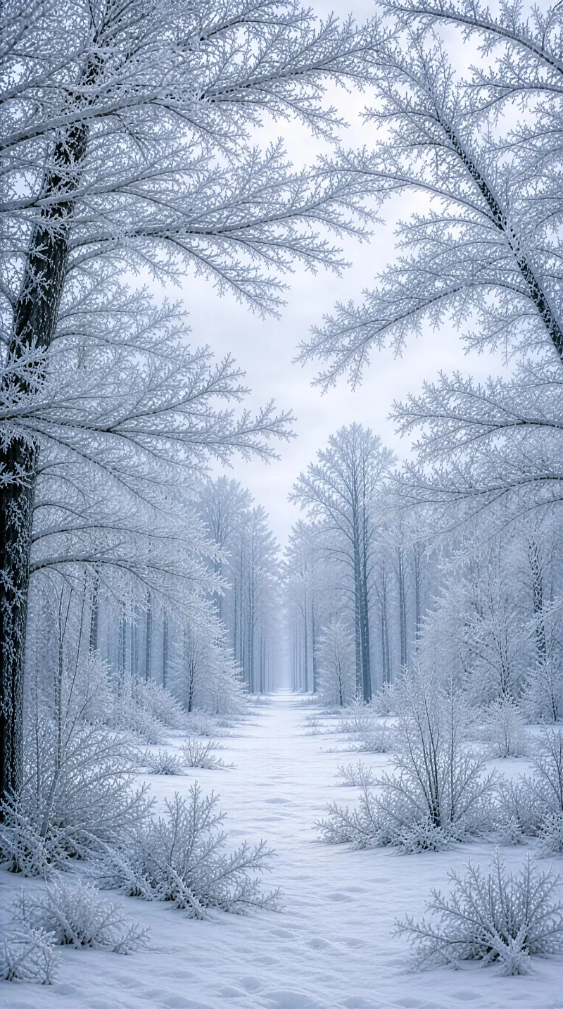 Snow-Covered Forest Path