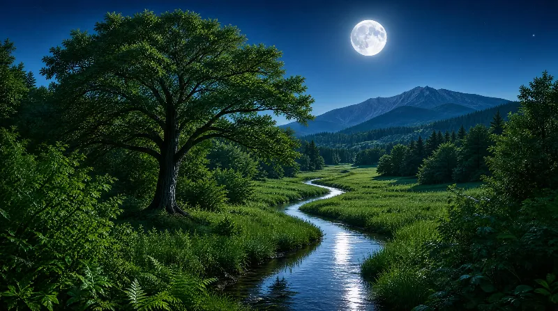 Serene Night River Landscape