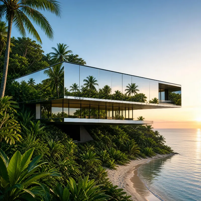 Modern Glass House by the Sea