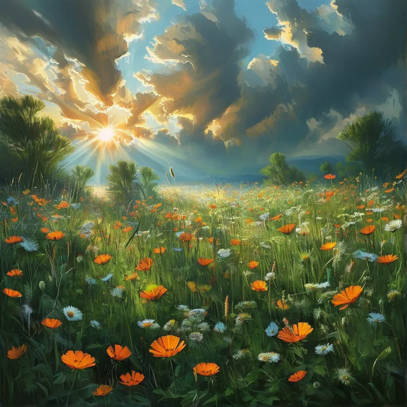 Sunlit Flower Meadow