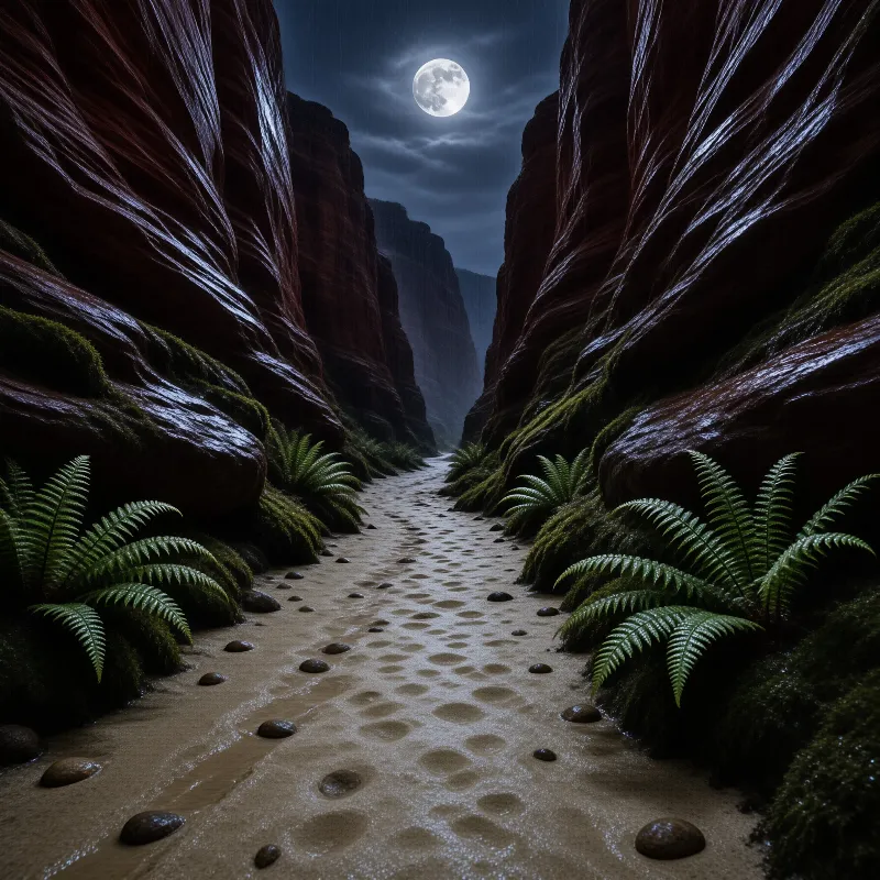 Moonlit Canyon Path
