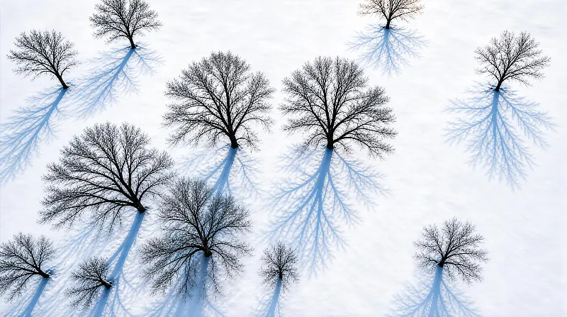 Bare Trees in Snowy Landscape