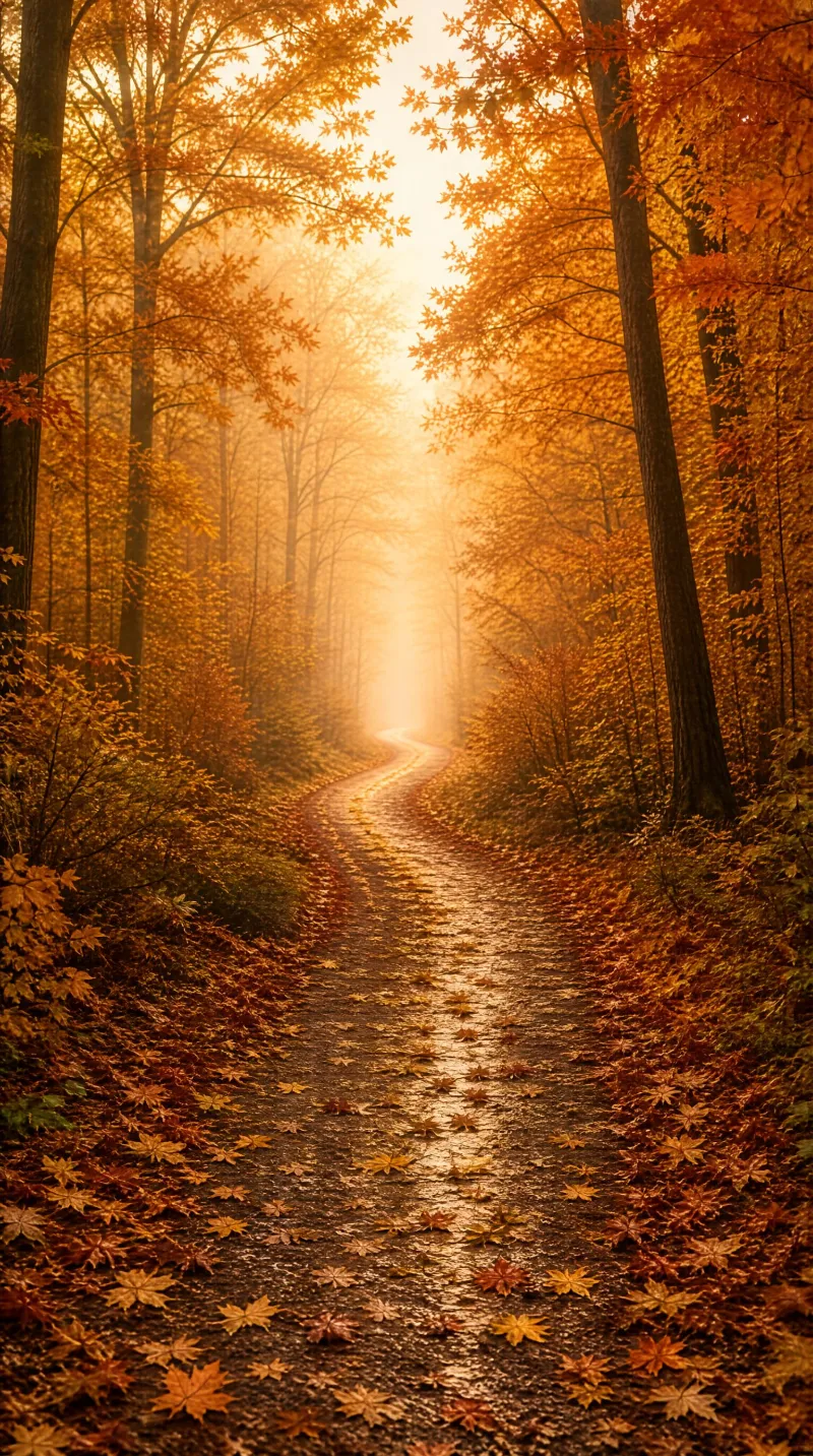 Misty Autumn Forest Path