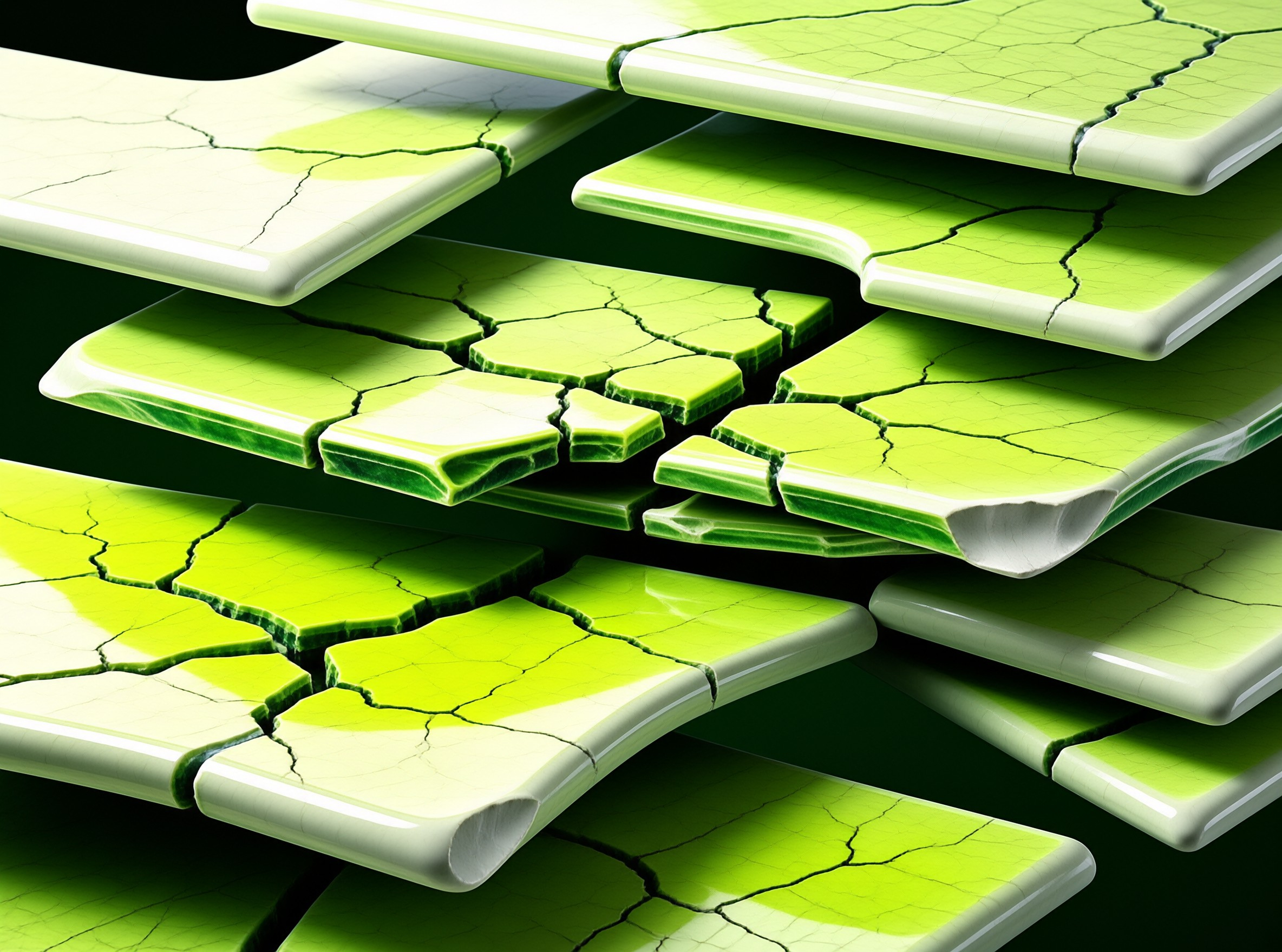 Cracked Green Tile Layers