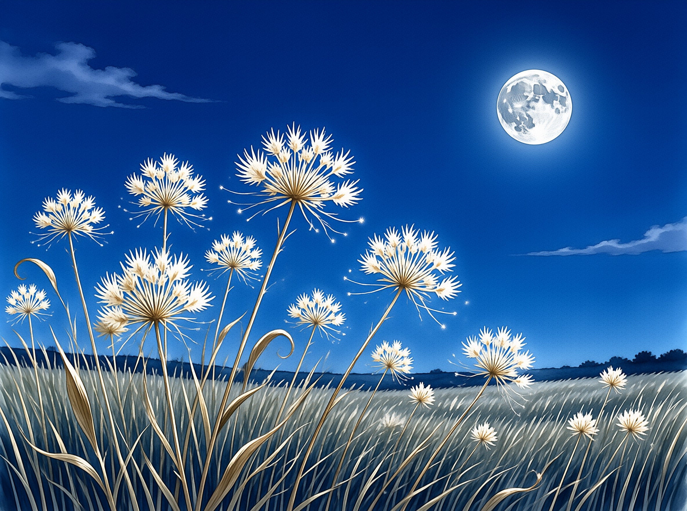 Moonlit Allium Field