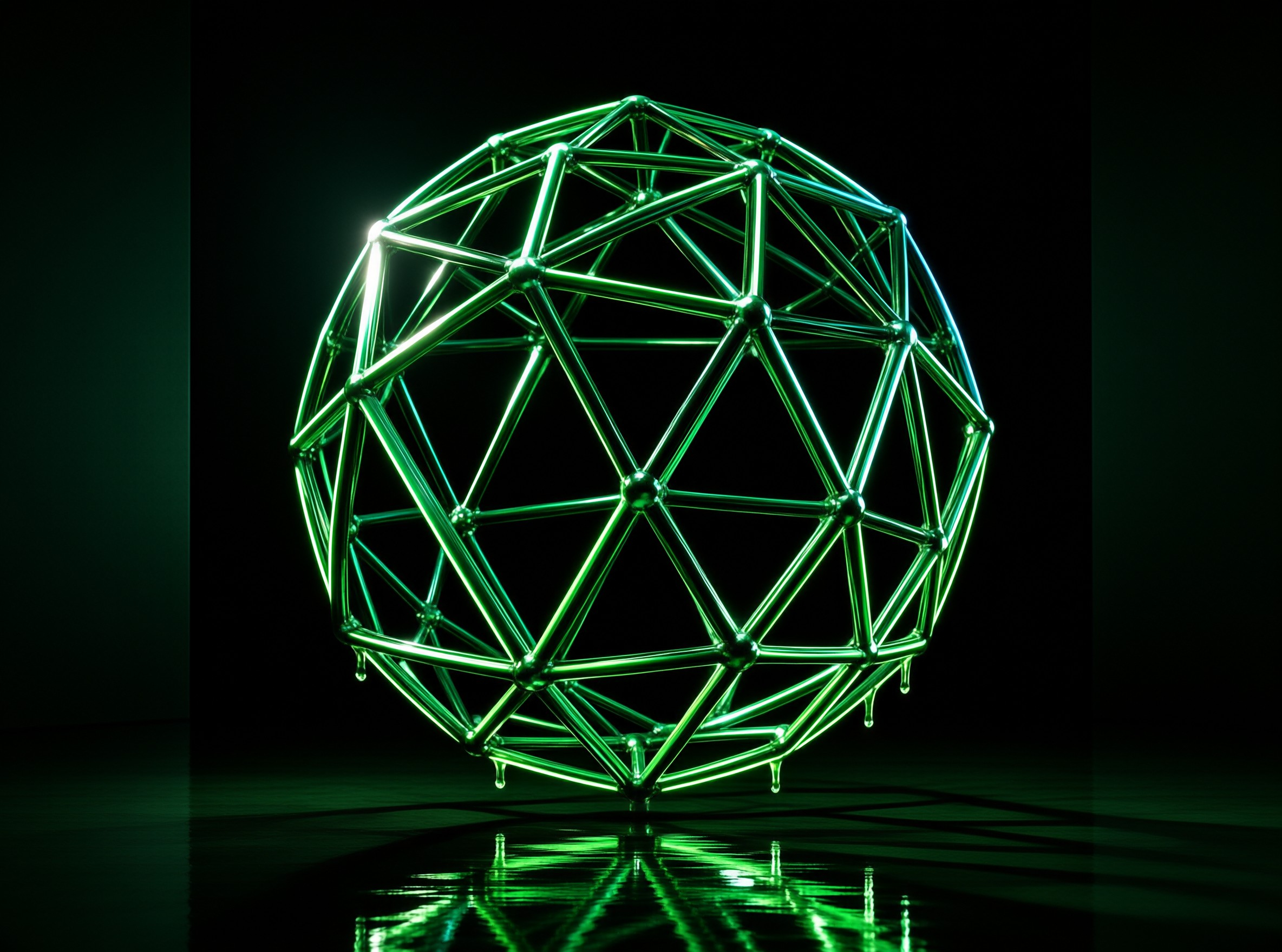Green Glowing Geometric Sphere