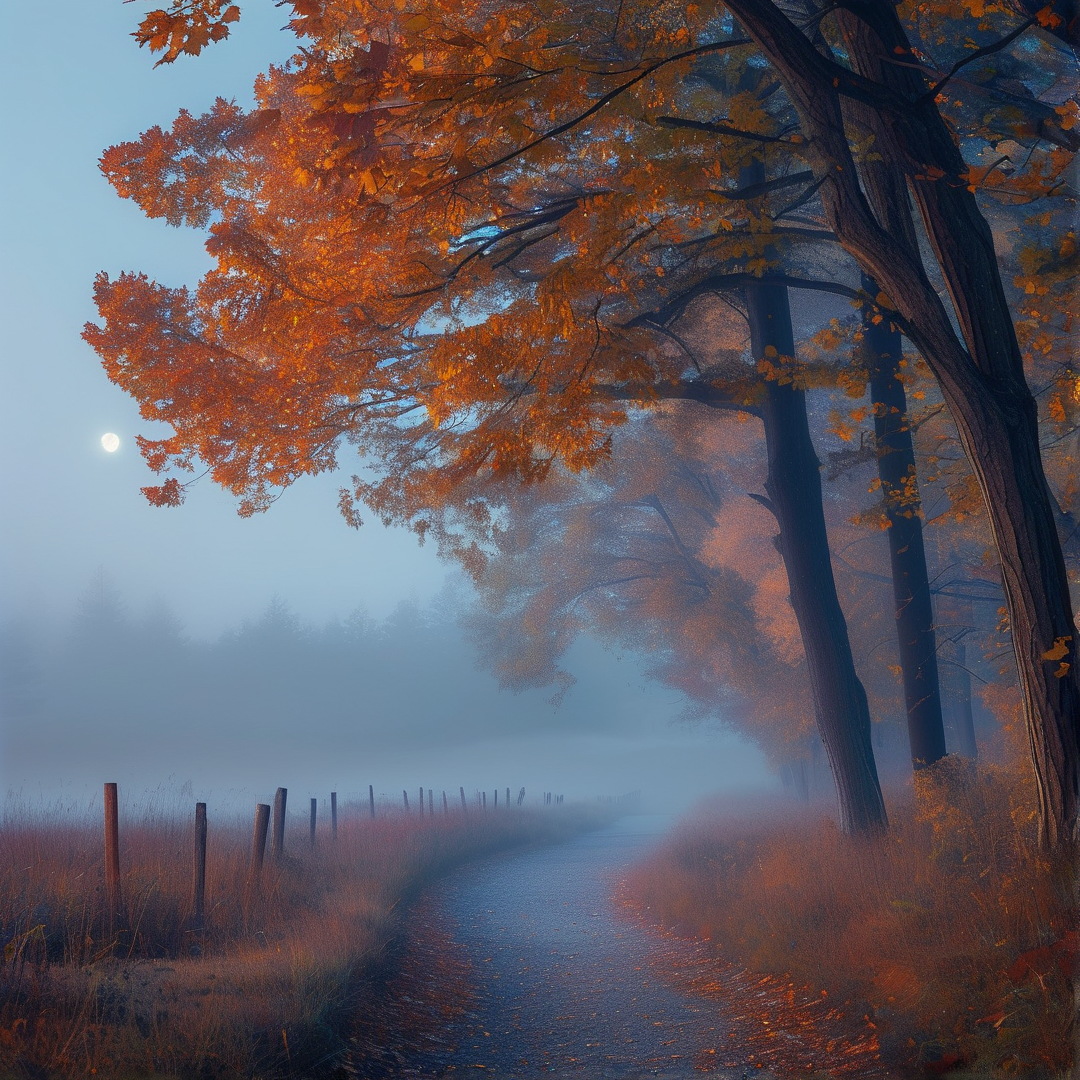 Misty Autumn Road