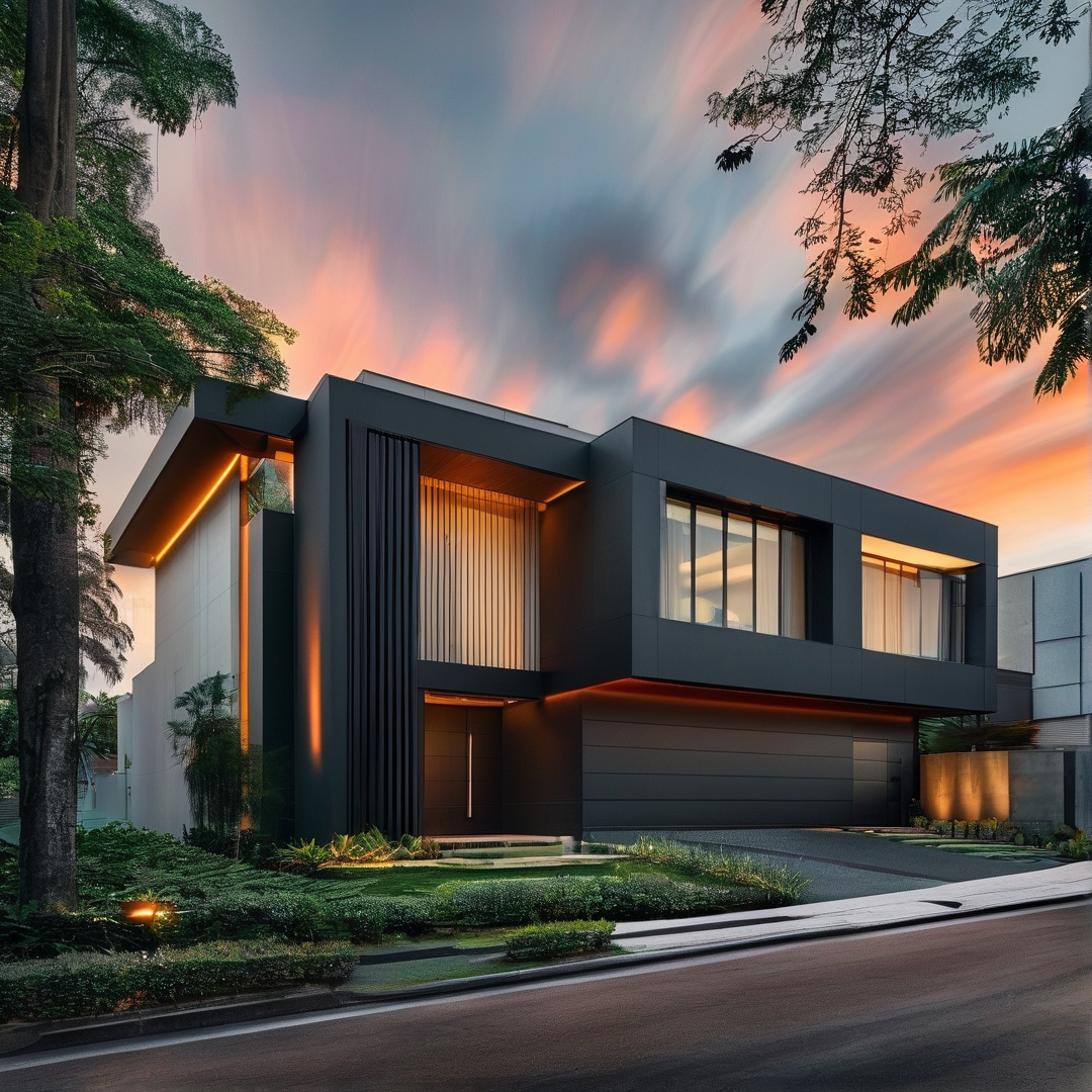 Modern House at Sunset