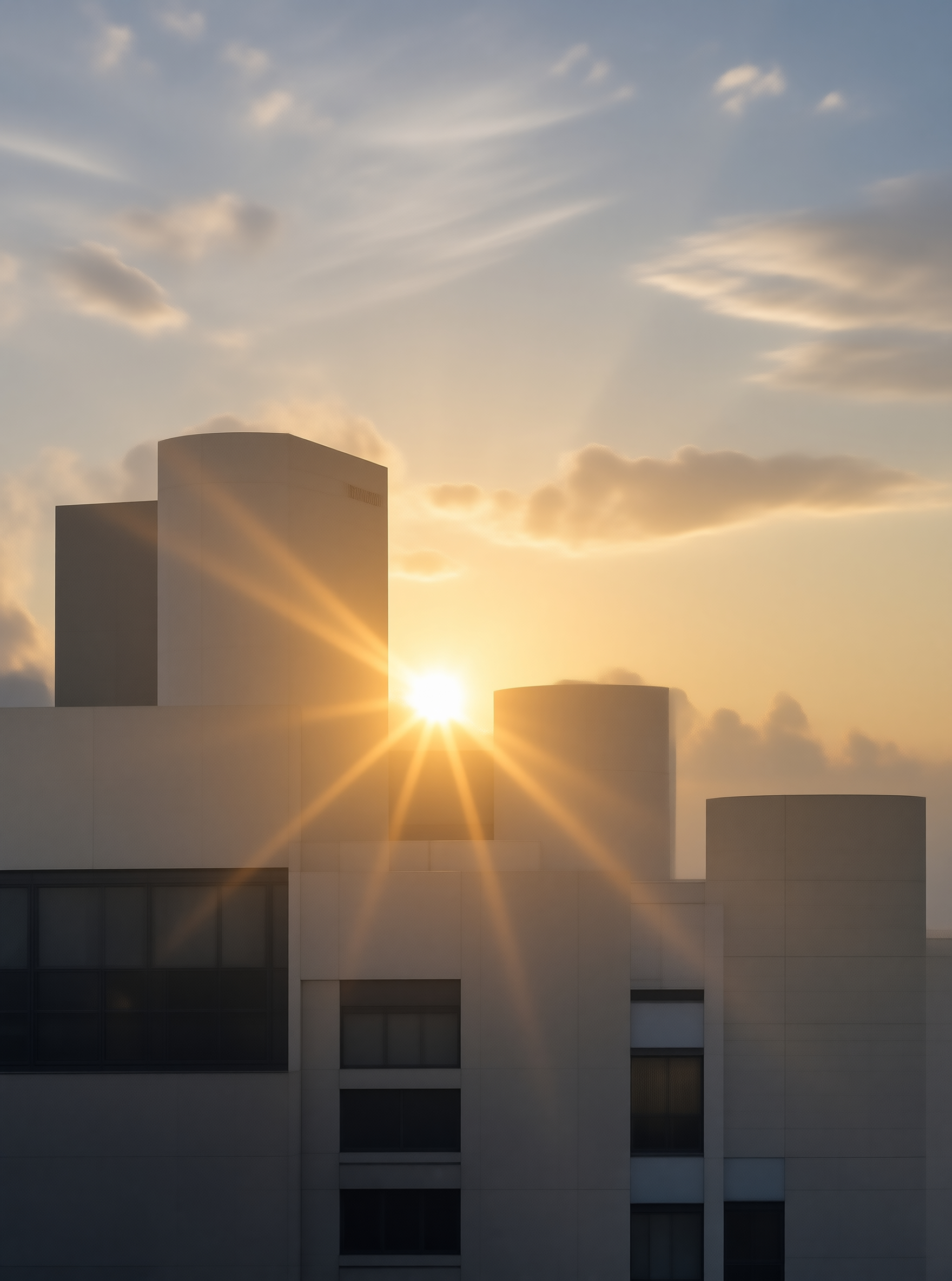 Sunset Behind City Buildings
