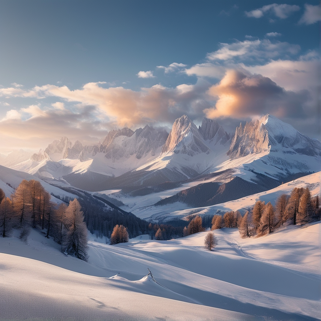 Sunrise Over Snowy Peaks