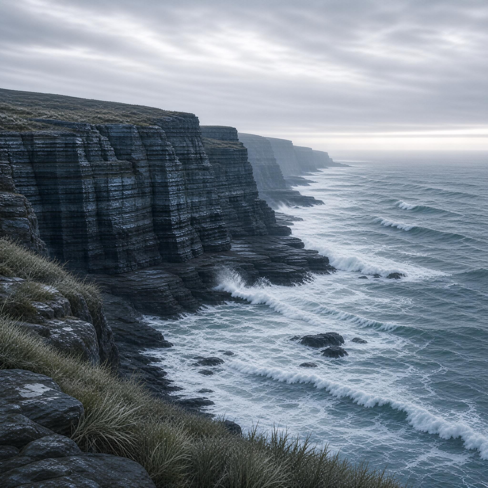 Coastal Cliffs and Ocean Waves