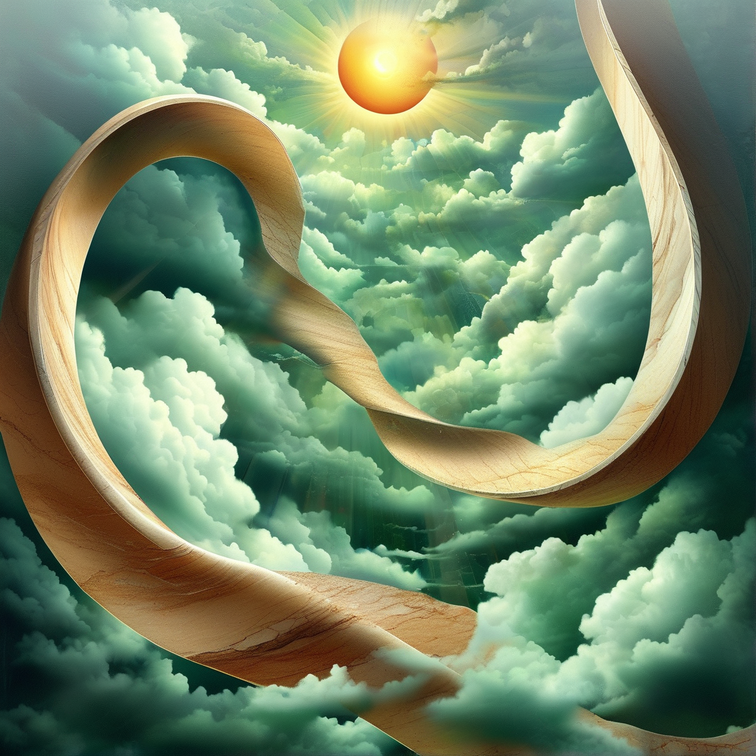 Floating Wooden Ribbon in Clouds