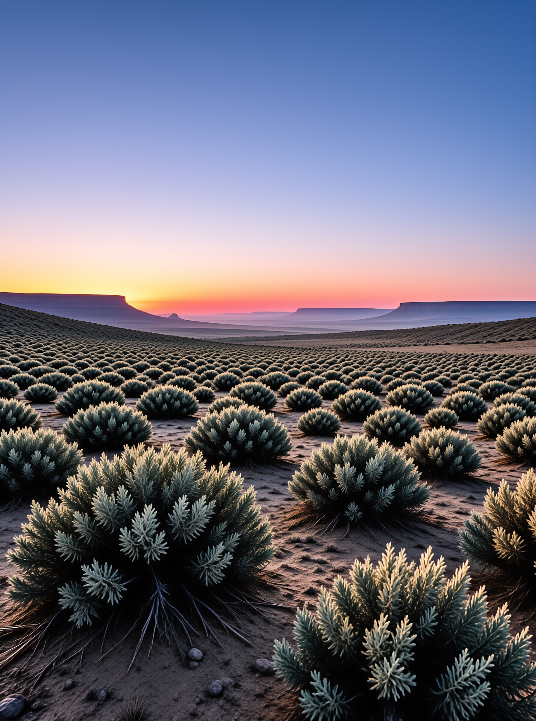 Desert Sunset with Mesas