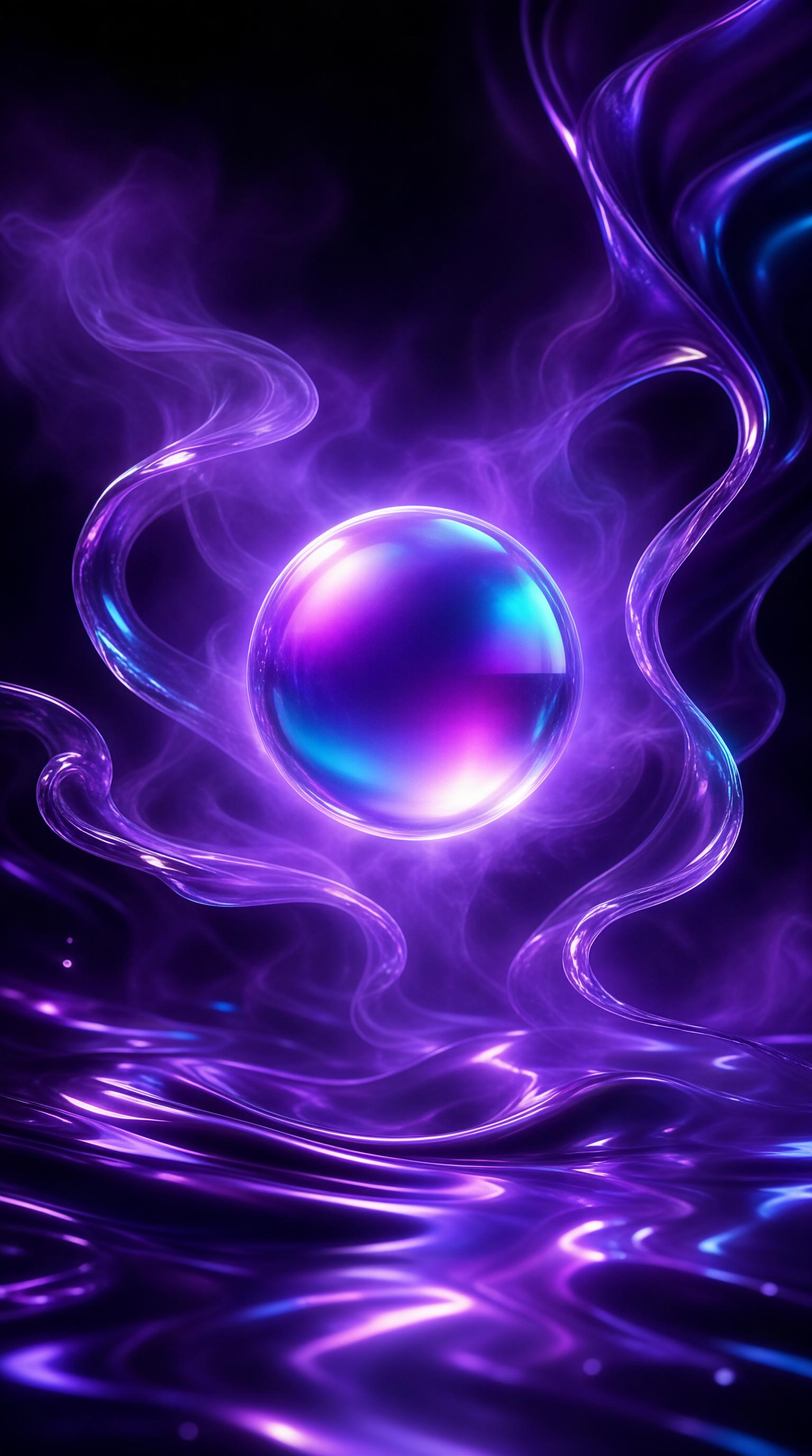 Glowing Purple Orb with Fluid Streams