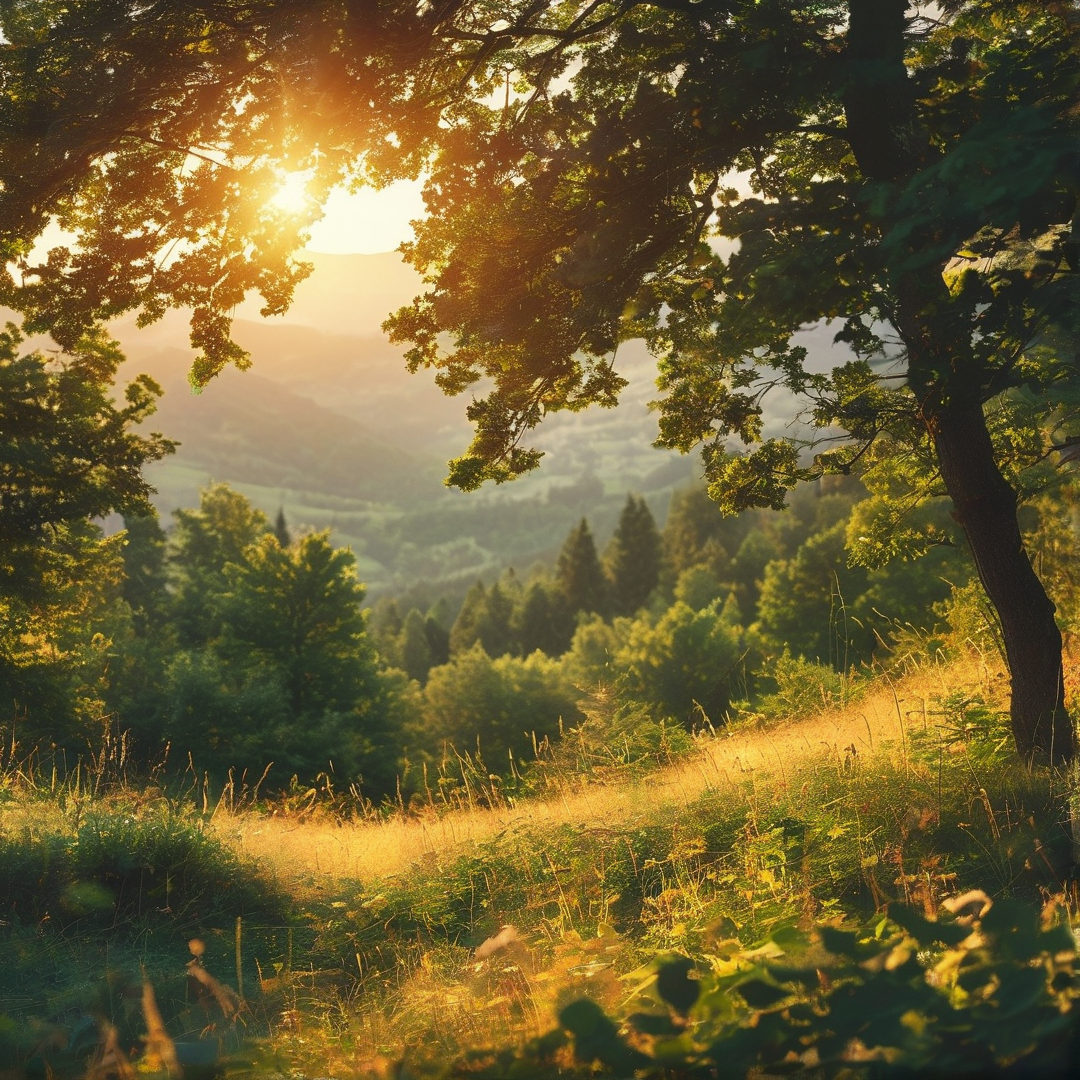 Golden Sunlight in Forest