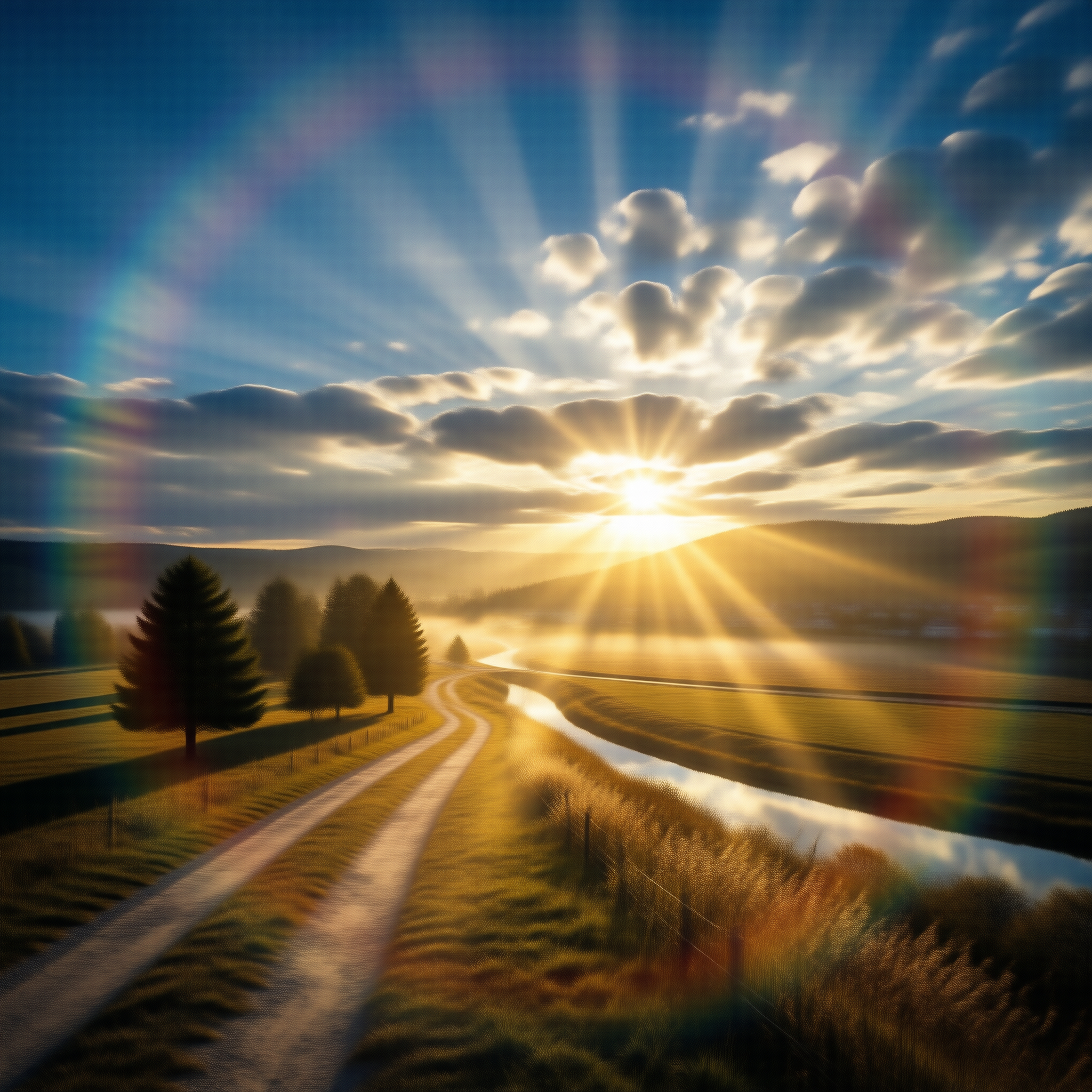 Sunrise Over Winding Road