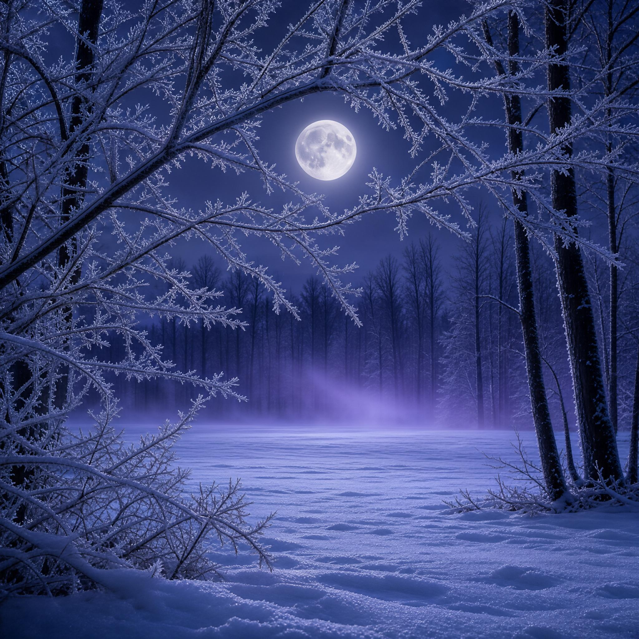 Winter Night with Full Moon