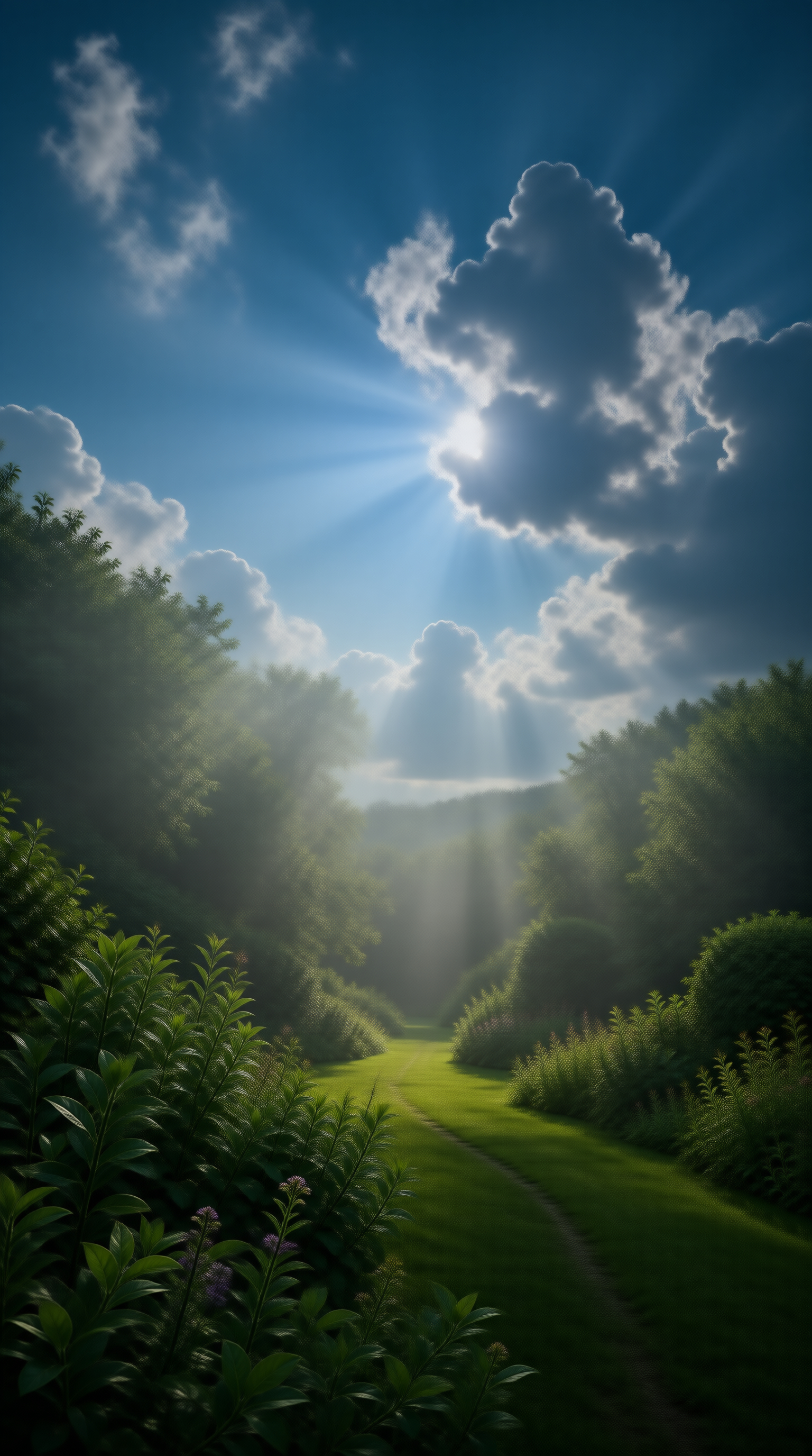 Sunlit Path Through Forest