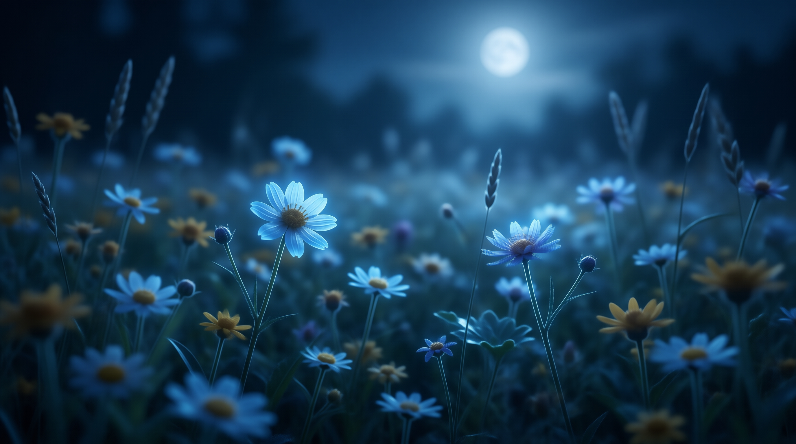 Moonlit Flower Field