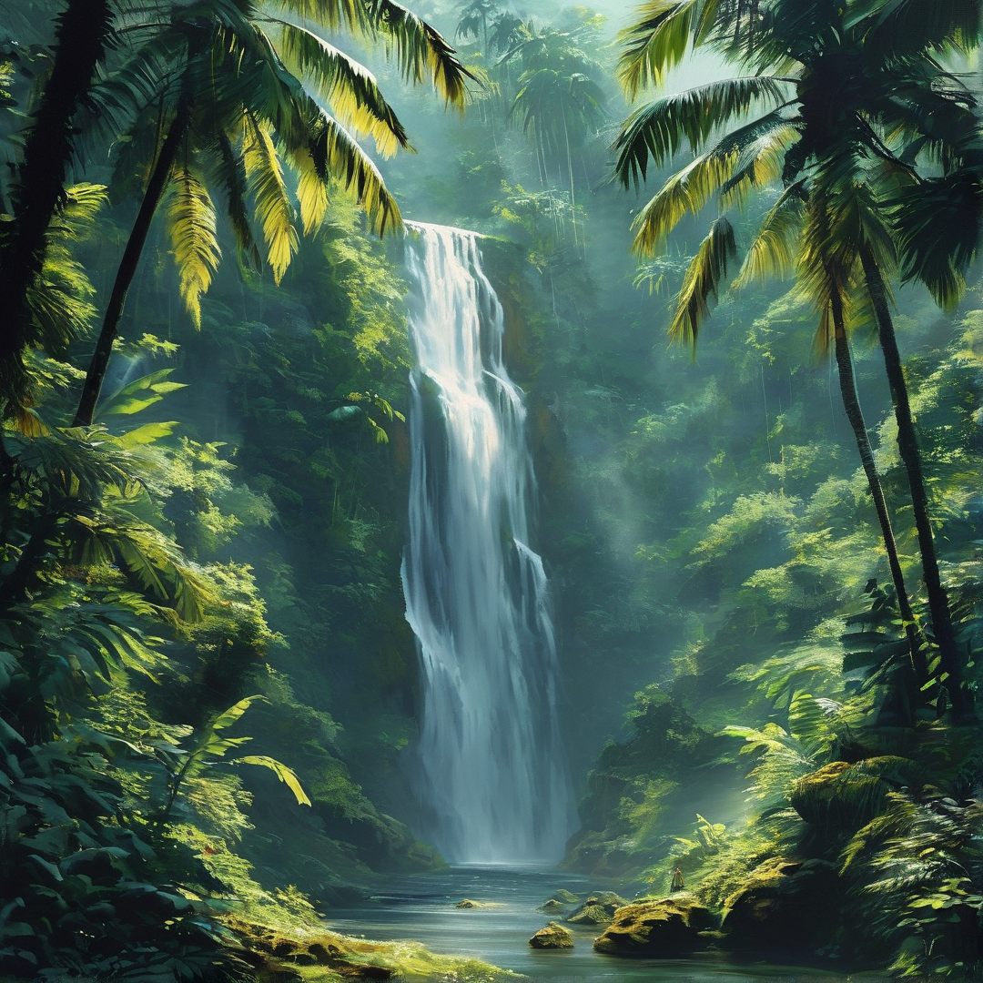 Tropical Jungle Waterfall