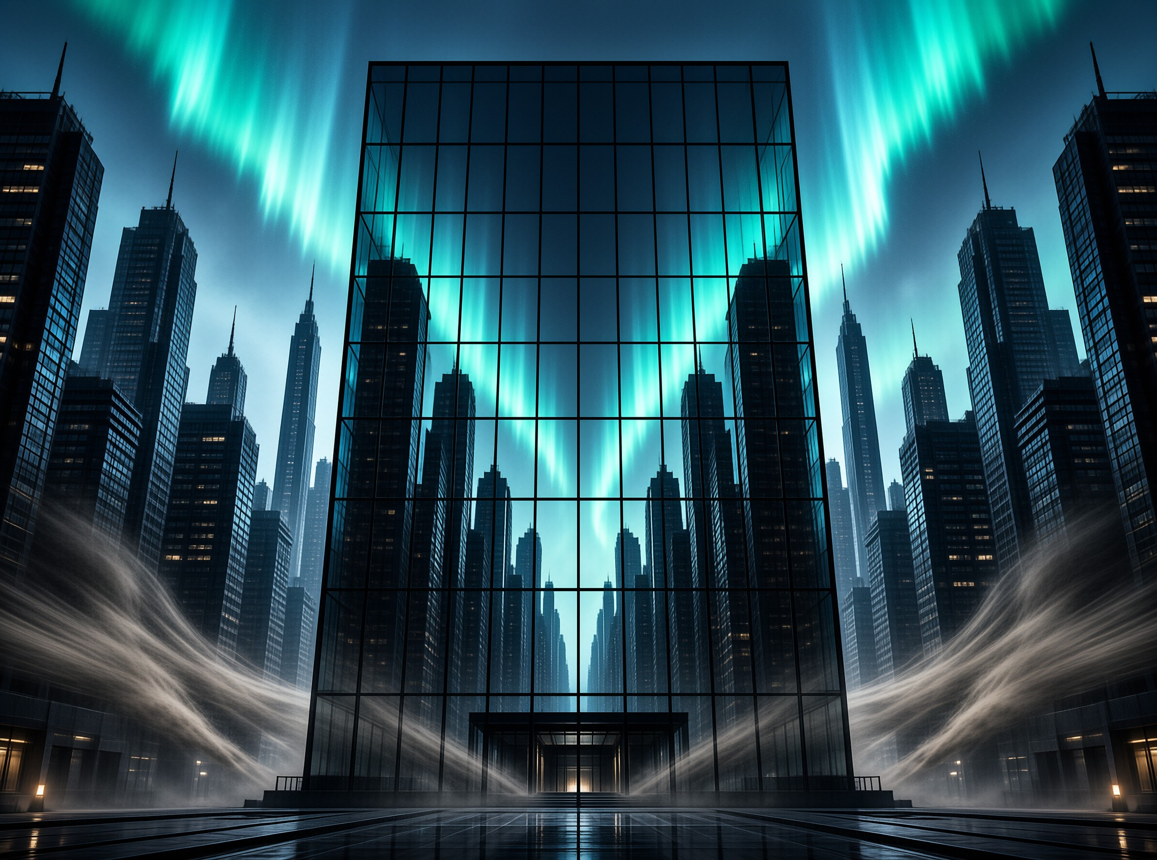 Futuristic City with Aurora