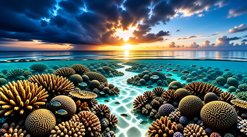 Split View Reef and Sunset