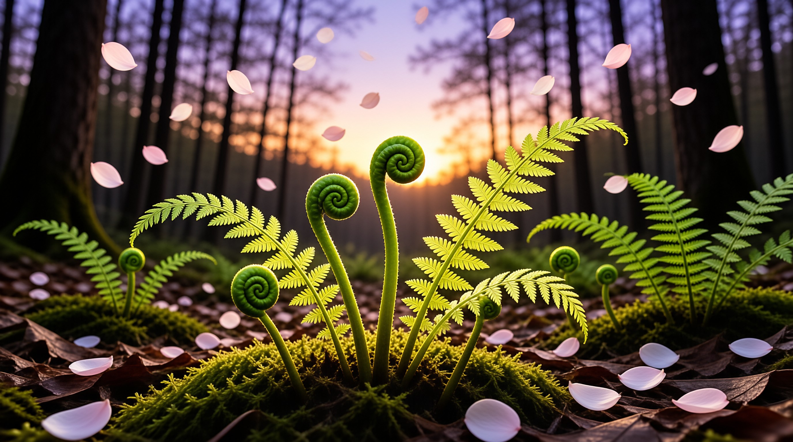 Forest Ferns at Sunrise