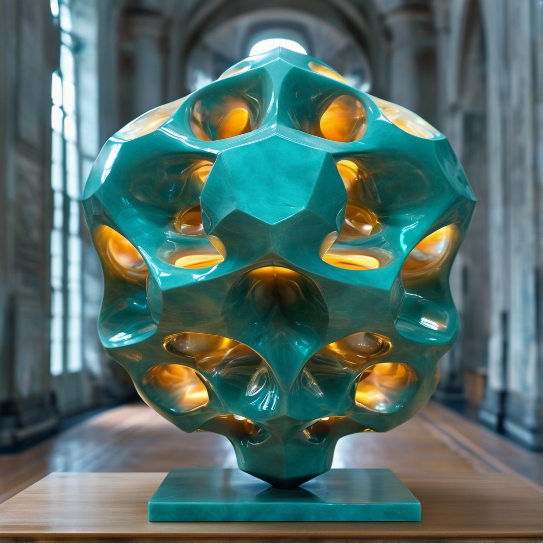 Teal Geometric Sculpture
