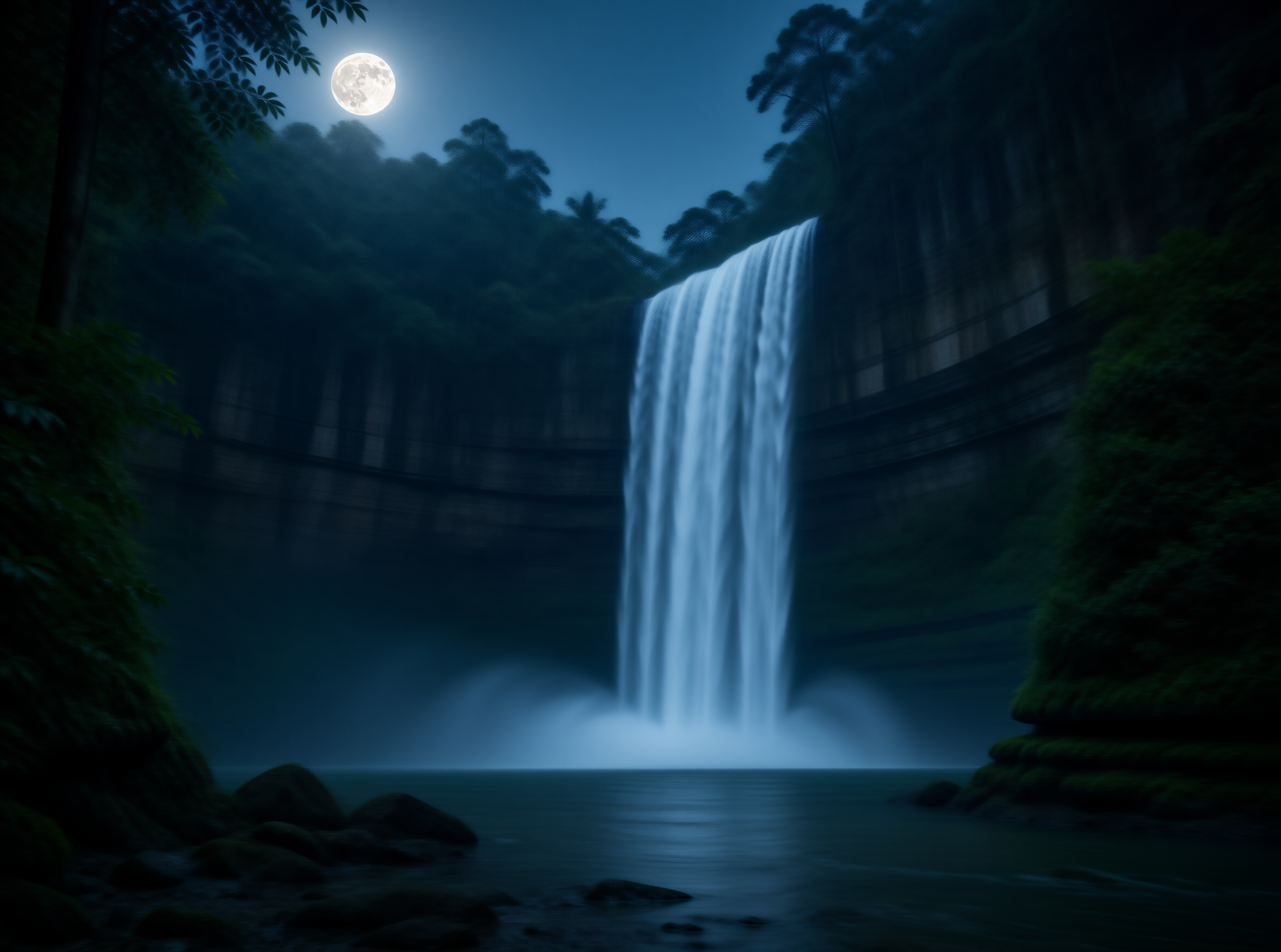 Moonlit Waterfall