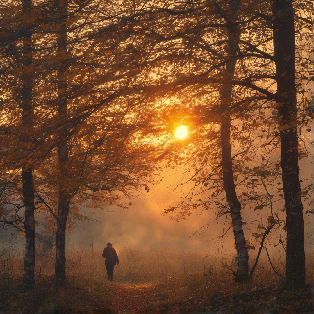 Golden Hour Forest Path Landscape