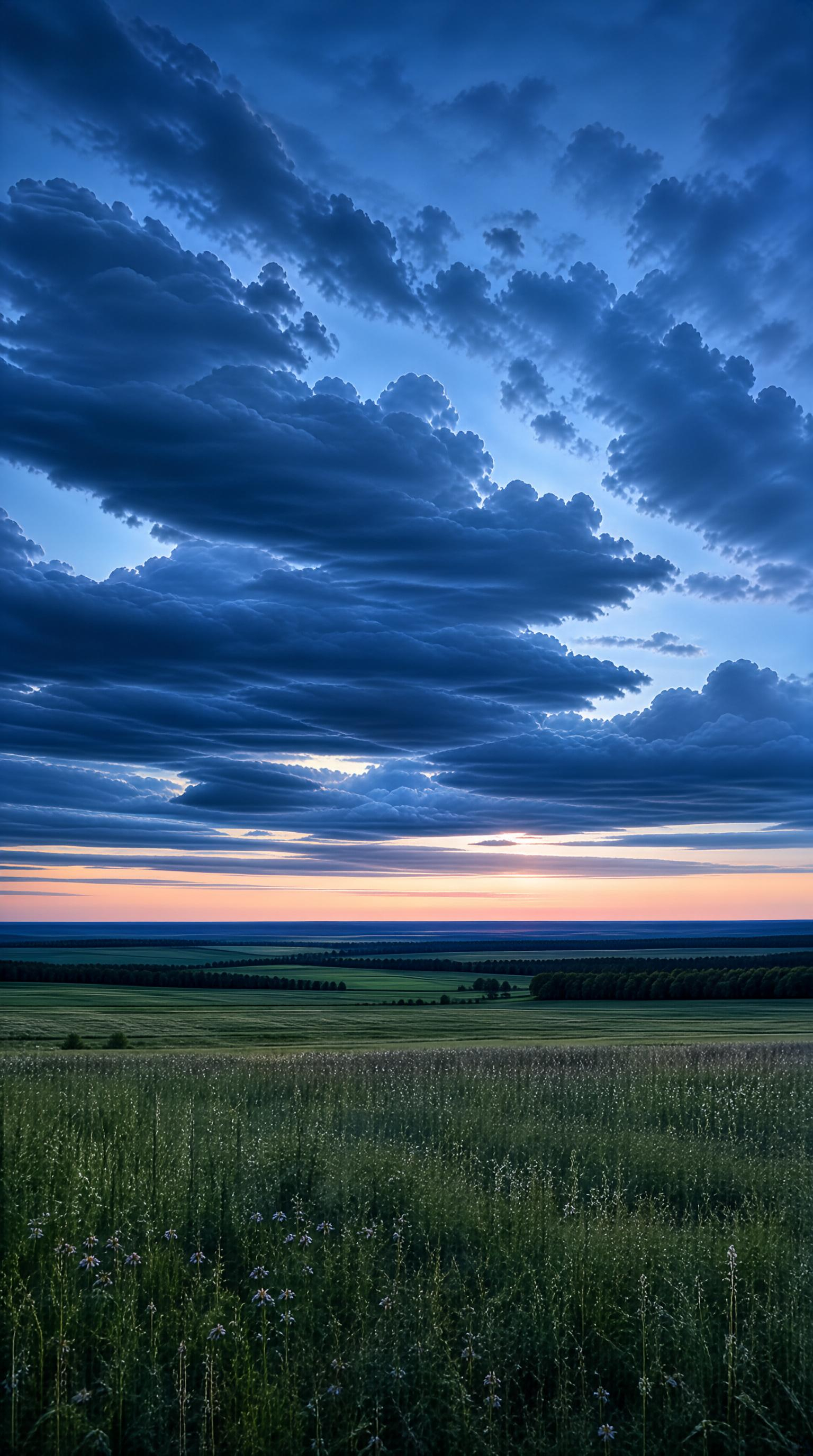 Dusk Clouds Over Meadow