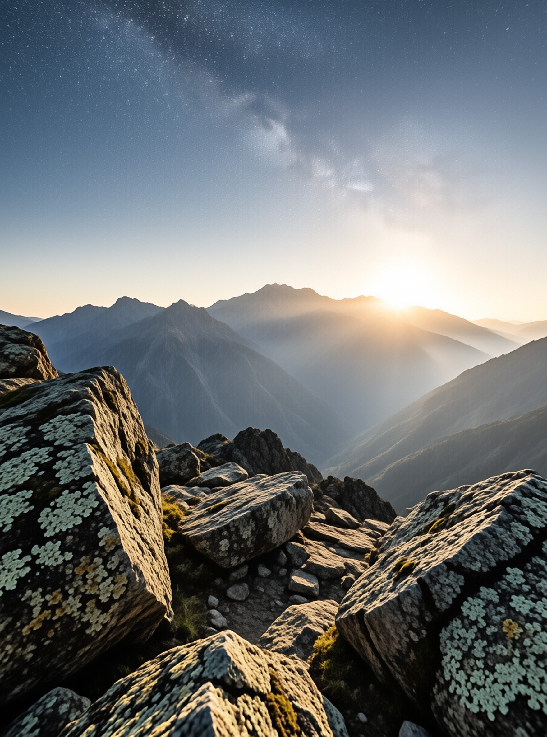 Alpine Dawn Under Milky Way