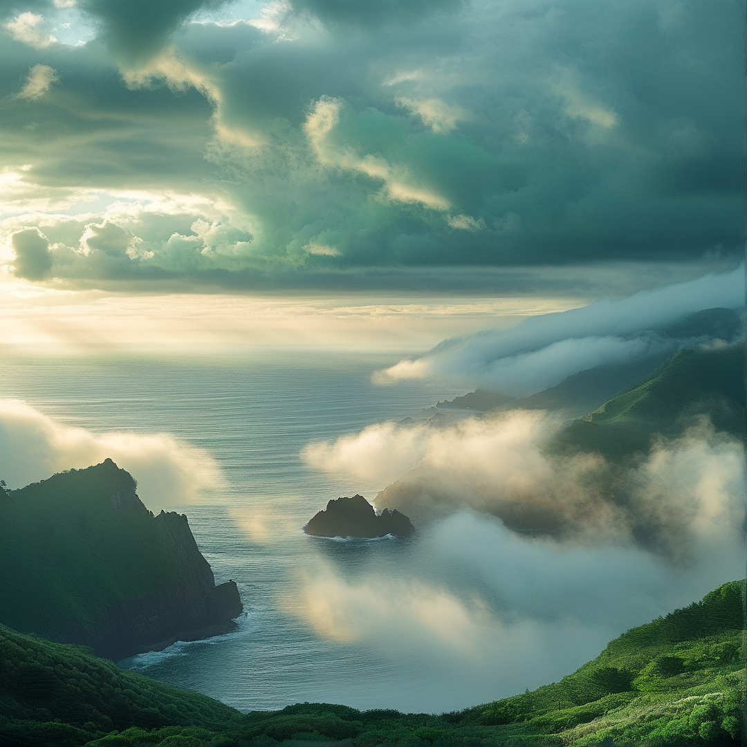 Misty Coastal Cliffs at Dawn