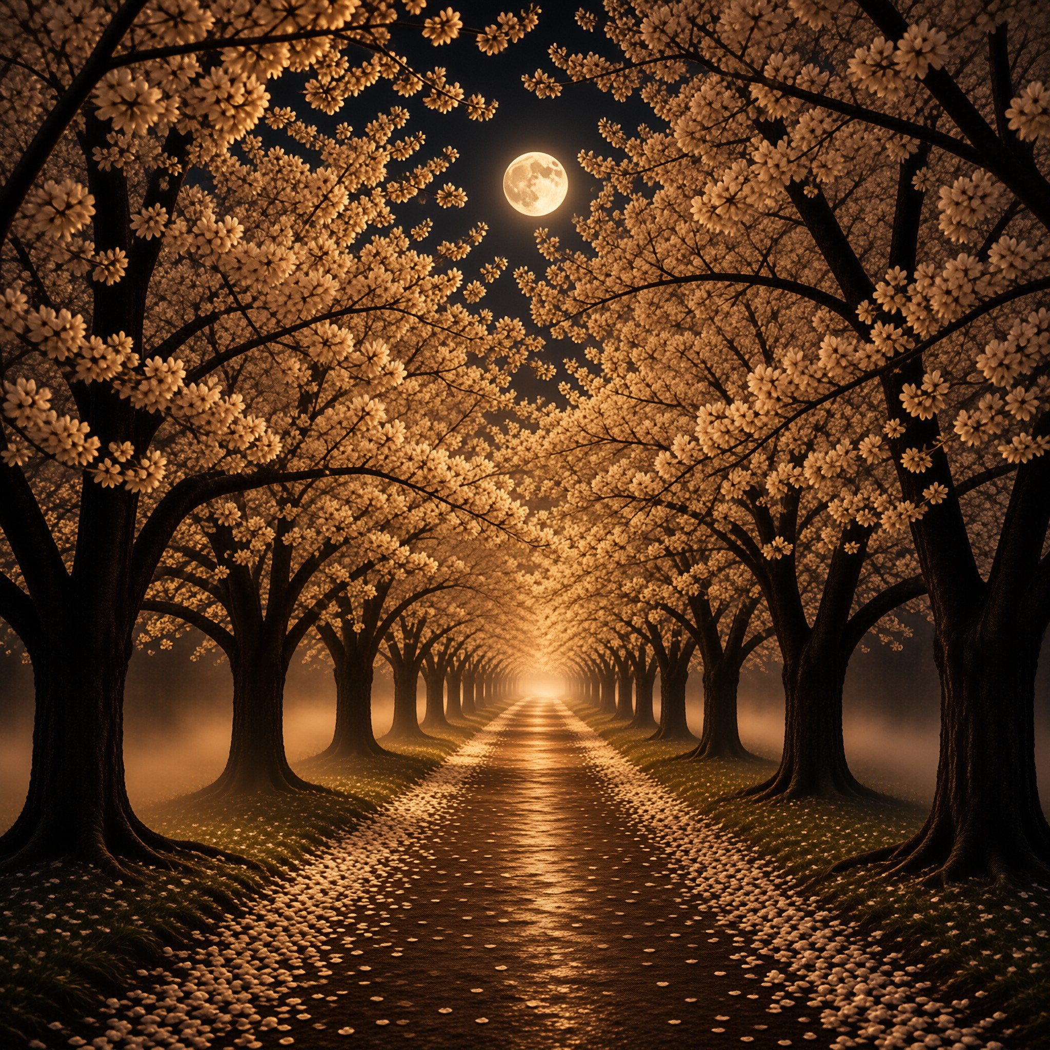 Moonlit Cherry Blossom Path
