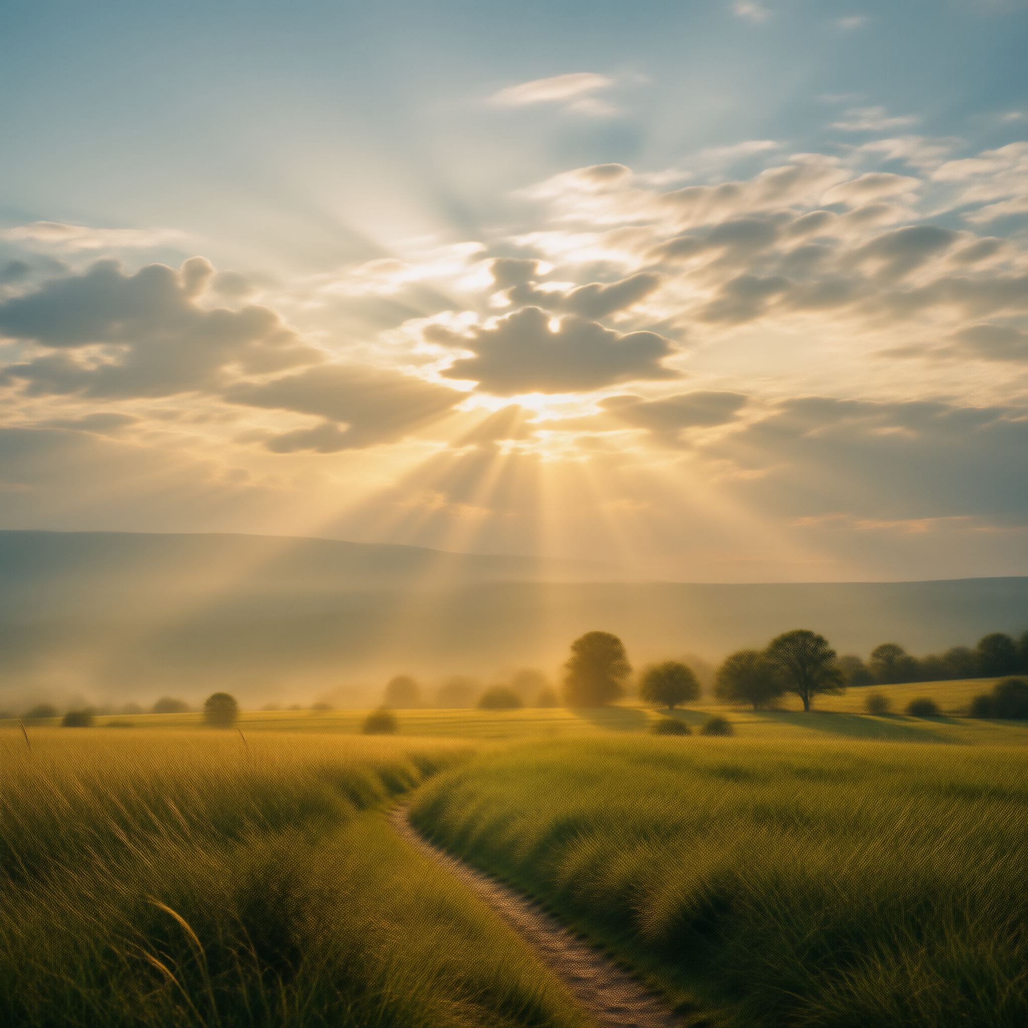 Sunny Path in Golden Field