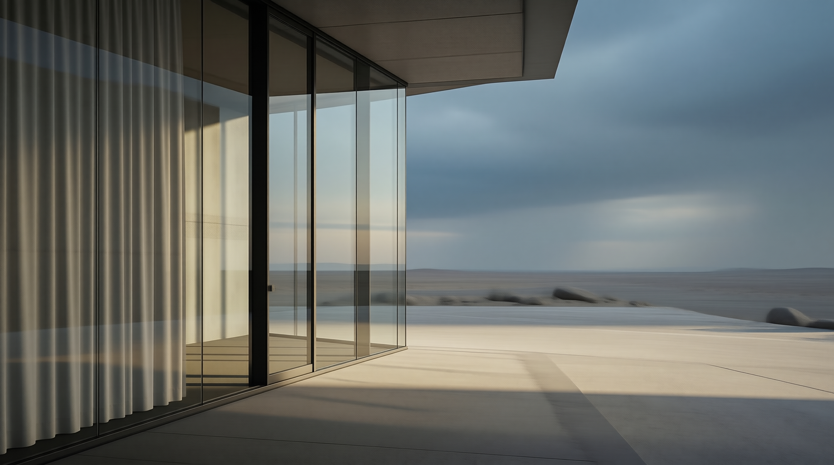 Modern Glass House in Desert