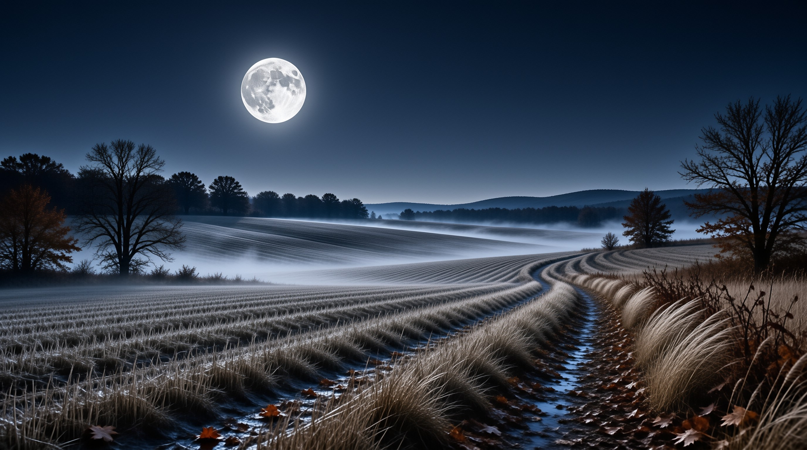 Full Moon Over Misty Fields