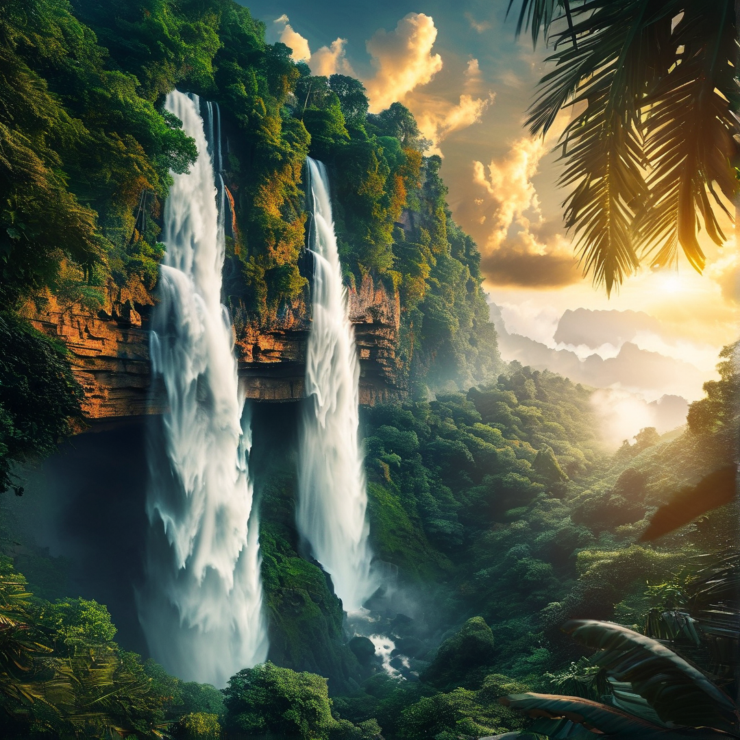 Majestic Tropical Waterfall