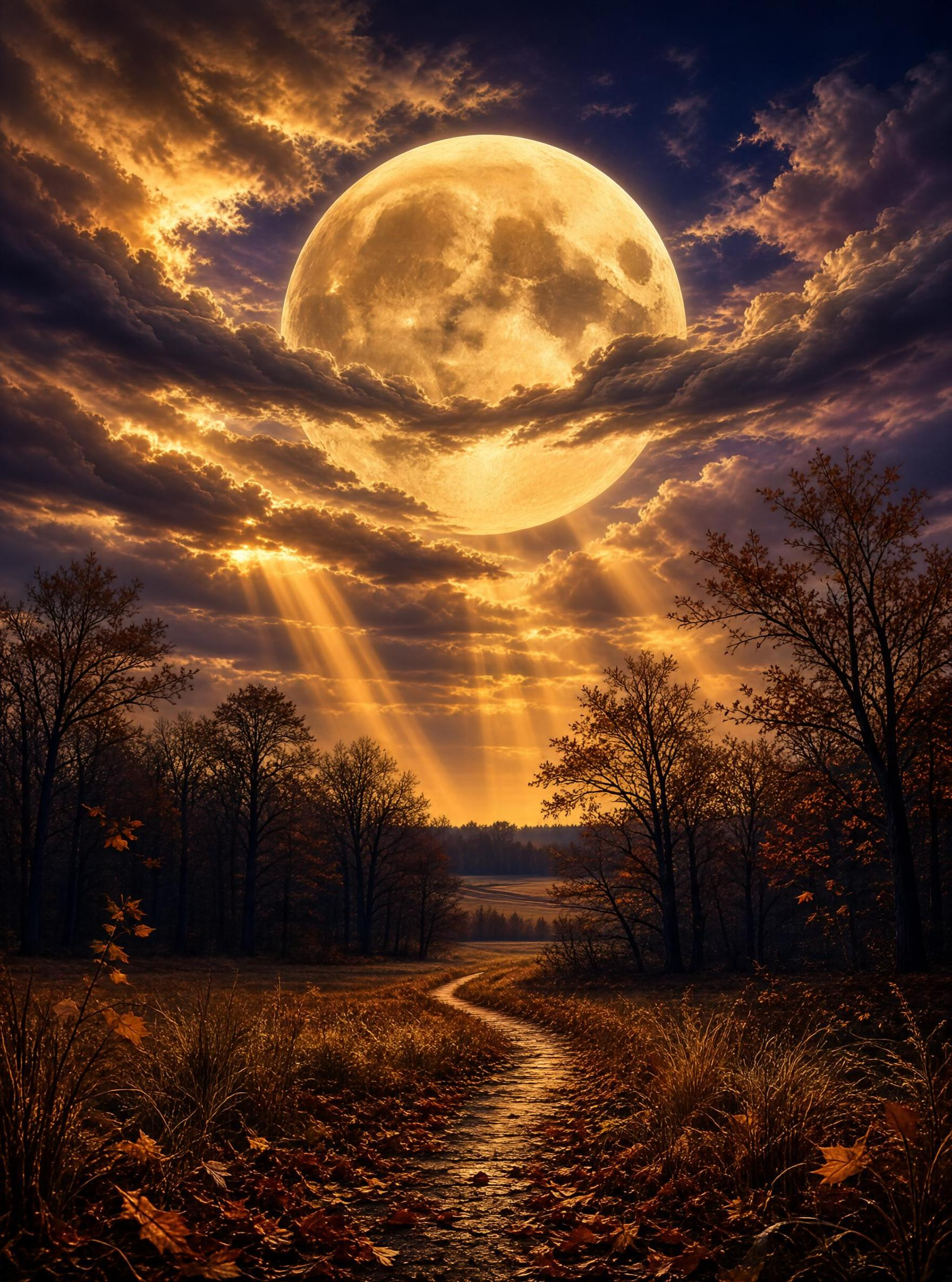 Autumn Moonlit Path