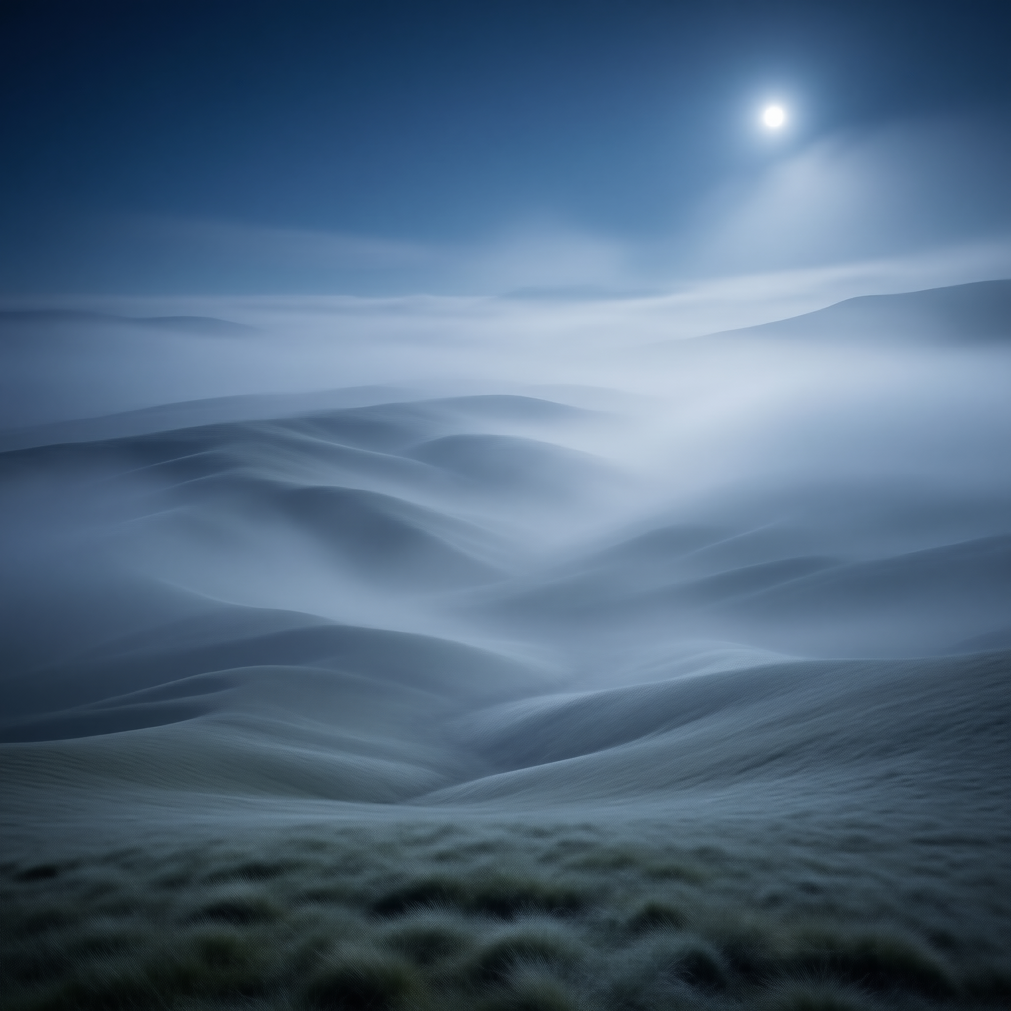 Misty Dunes Under Moonlight