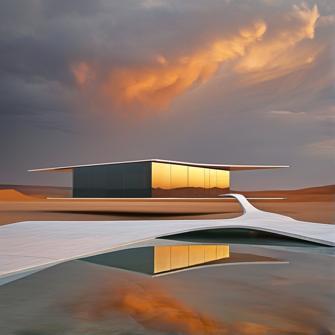Modern Desert Villa at Sunset