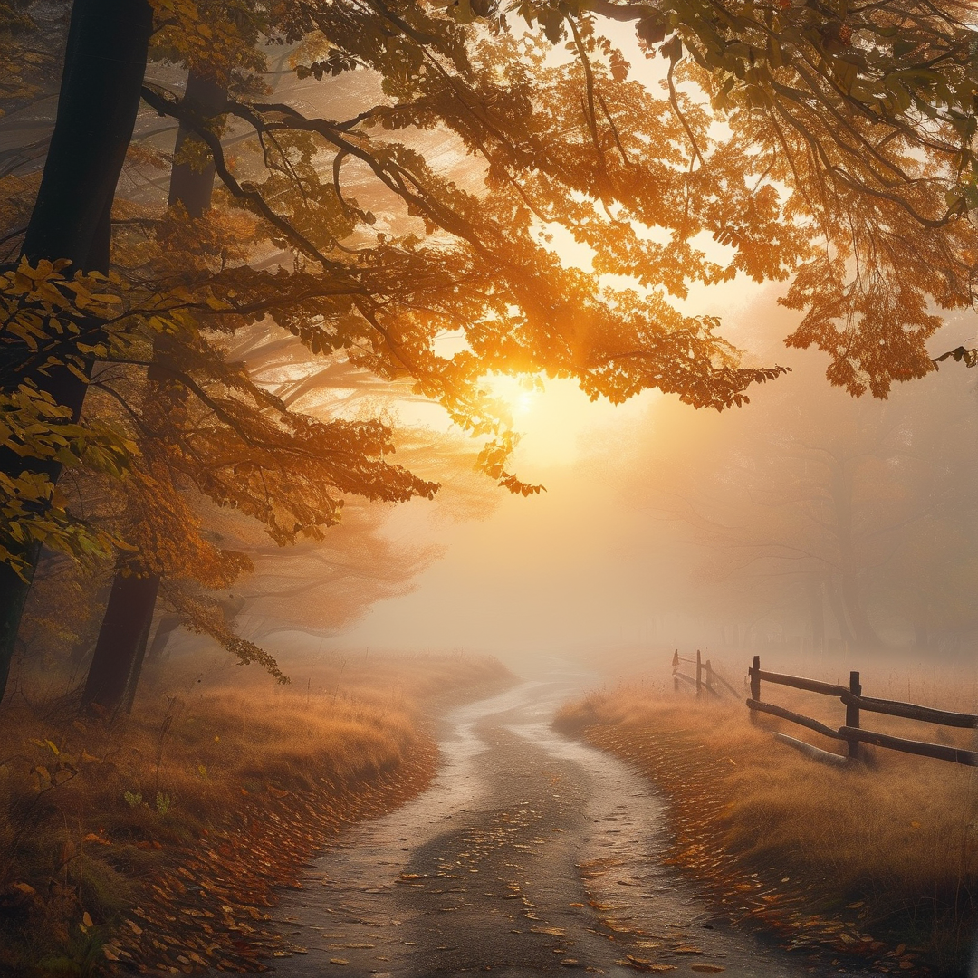 Sunlit Autumn Path