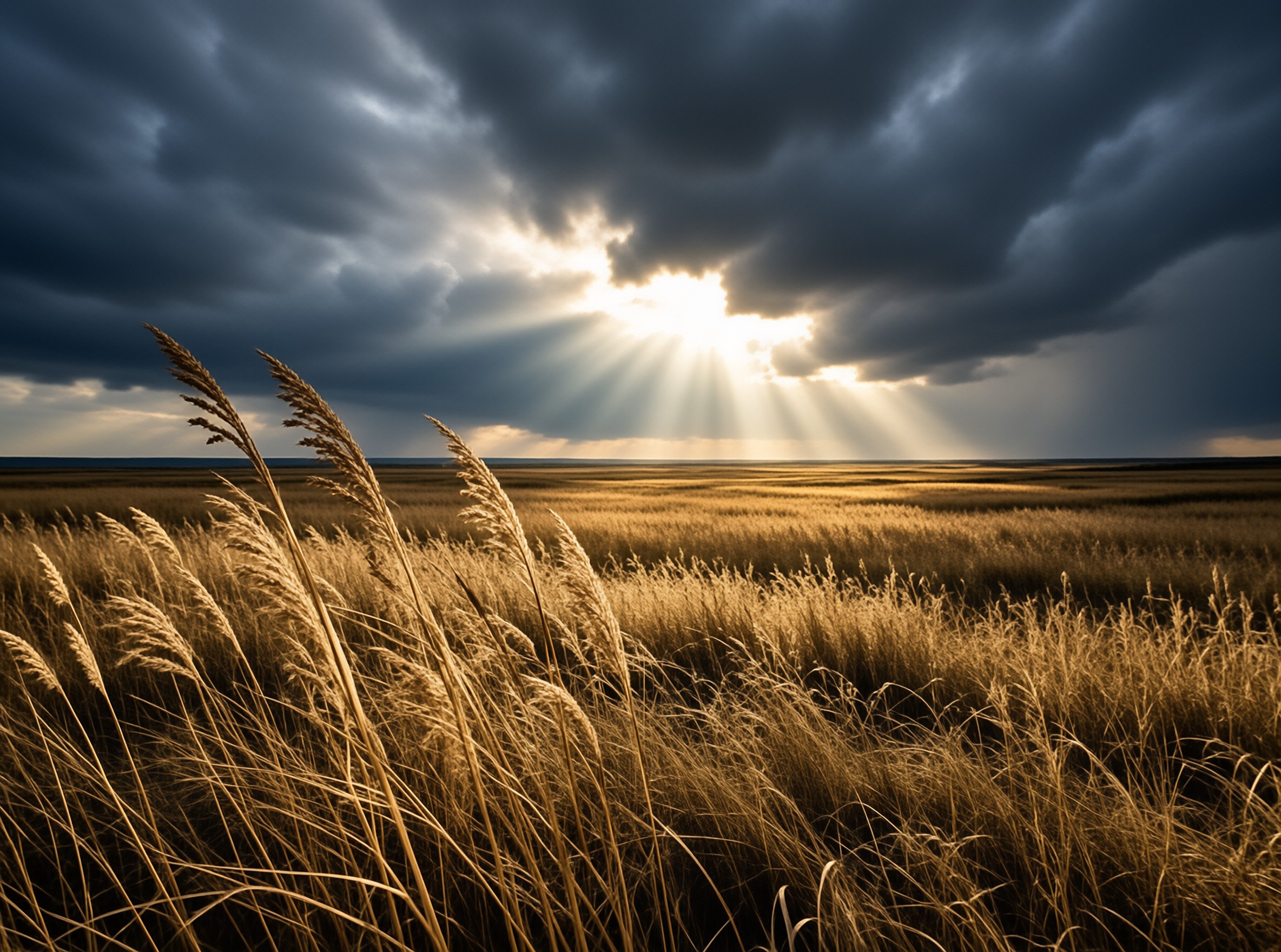 Sunbeams Over Golden Field